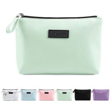 Makeup Bag for Purse Small Makeup Bag with Zipper Pu Leather Makeup Pouch Cosmetic Bags for Women Travel Makeup Bag (Green)