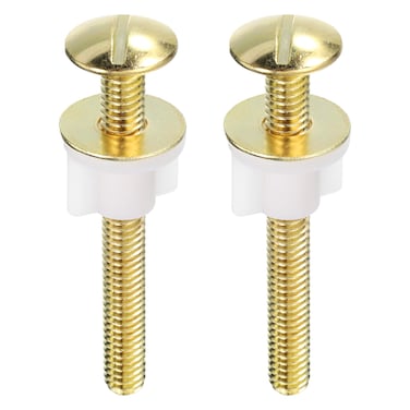 uxcell 2Pcs Toilet Seat Screws, Hinge Bolt Screws Toilet Seat Fixings with Plastic Nuts and Metal Washers for Top Mounting Toilet Seat Hinges Toilet Seat Replacement Parts Kit, Gold