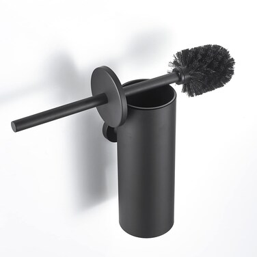 TINYROW Toilet Brush and Holder, Stainless Steel Toilet Brush,Matte Black Toilet Brush Wall Mountable, Toilet Brush Freestanding with Lid Toilet Bowl Brush