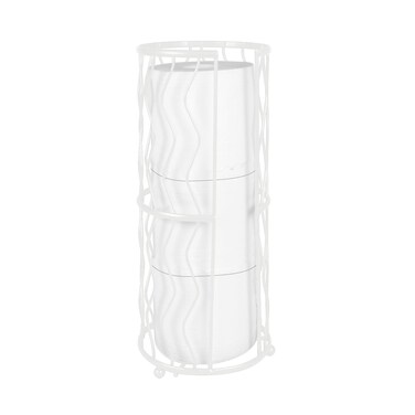 Megier Toilet Paper Holder Stand,Bathroom Tissue Paper Roll Holder, Modern Metal Floor Stand Toilet Paper Organizer, 3-Roll Space-Saving Tissue Storage (White)