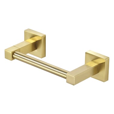 WOLIBEER Gold Toilet Paper Holder, Brushed Brass Toilet Roll Holder, Double Post Pivoting Modern Tissue Hanger Wall Mount for Bathroom Toilet Kitchen Stainless Steel