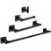 Suyar Matte Black Bathroom Hardware Set, 304 Stainless Steel 4 Pieces Bath Accessories Kit, Include Coat Hook, Toilet Paper Holder, Hand Towel Holder, Towel Bar, Wall Mounted