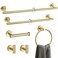 6 Pcs Bathroom Hardware Set Brushed Gold Towel Bar Set Includes 19.68/23.6-Inch Towel Bar, Round Towel Ring, Toilet Paper Holder and Clothes Hook Stainless Steel Wall Mounted