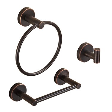 WEIKO Bronze Bathroom Hardware Set, Oil Rubbed Bronze Toilet Paper Holder Towel Ring Robe Hooks Wall Mount Hand Towel Holder Bath Accessories Stainless Steel, 3 Pieces