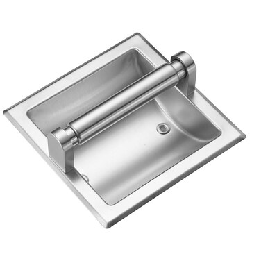 Recessed Toilet Paper Holder Brushed Nickel in Wall Toilet Roll Holder for Mega Roll Metal Bathroom Tp Hanger Storage in Cabinet for Small Spaces Durable Space Saving Design with Mounting Bracket