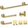 NearMoon 7 Pieces Bathroom Hardware Set SUS304 Thicken Stainless Steel-Towel Rack Set Include 24" Towel Rod+ 9" Hand Towel Bar+ Toilet Paper Holder+3Robe Towel Hooks Bathroom Accessories (Gold)
