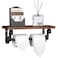 Lavievert Industrial Toilet Paper Holder, Double Roll Toilet Tissue Holder with Rustic Wood Shelf, Wall Mounted Pipe Toilet Paper Dispenser for Bathroom, Washroom, Kitchen - Dark Brown