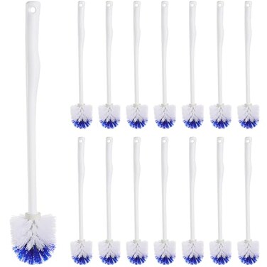 Willinglong 15 Pcs 18.5 Inch Toilet Bowl Cleaner Durable Toilet Brush Bathroom Cleaning Brush with Hook Hole Design Compact Size Toilet Scrubber Brush without Holder for Bathroom Household Cleaning