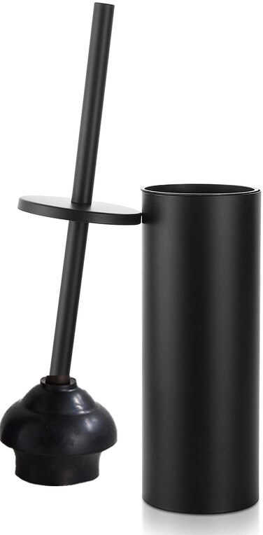 Gold Toilet Plunger with Holder for Bathroom Metal Canister Holder Drip Cup, Deep Cleaning, Heavy Duty
