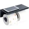 Alise Double Toilet Paper Holder,Bathroom Tissue Holder with Shelf,SUS304 Stainless Steel Toilet Paper Roll Holder Storage Dispenser,Self Adhesive or Wall Mount Drilling,Matte Black,GYT880-B