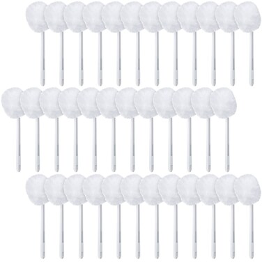 Zhehao 50 Pcs Toilet Bowl Brush Soft Swab Toilet Bowl Bulk White Reusable Long Plastic Handled Cleaners Scrubber Toilet Bowl Mop with Silk Cotton for Home Bathroom, 15 x 3 Inch, Without Cone Cup
