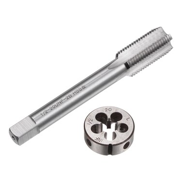 uxcell 2pcs Tap and Die Set, 1/2-20 UNF Left Hand Thread Tap &amp; Round Die, Tapping Threading Tool Tap &amp; Die Kit for Nut Screw Bolt Thread Repair