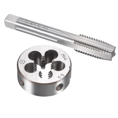 uxcell M14 x 2mm Metric Tap and Die Set, Machine Thread Screw Tap with Round Threading Die, Tap &amp; Die Kit for Nut Screw Bolt Thread Repair