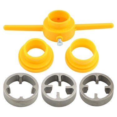 6Pcs PVC Thread Maker Tool, Pipe Threader Plumbing Tool Kit, Plastic Pipe Thread Round Die Set, Pipe Threader Kit with with 3 Dies 1/2&acirc;&euro; 3/4" and 1&acirc;&euro;, Manual Hand Tool for PVC Threading