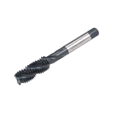 uxcell M12 x 1.75 Spiral Flute Thread Tap, Metric Machine Threading Tap HSS Nitriding Coated, Round Shank with Square End, H2 Tolerance