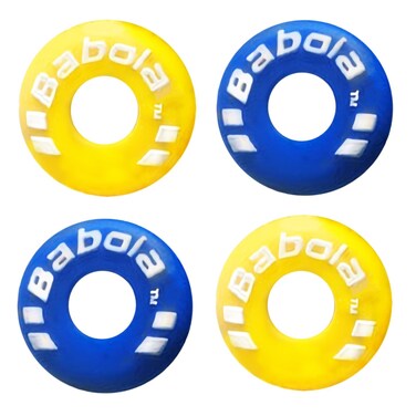 XIXILINRUIYUN 4 Piece Rubber Tire Shape Vibration Dampener Perdurable Tennis Racket Shock Absorber Soft Tennis Accessory Great for Tennis Players (Blue&amp;Yellow)