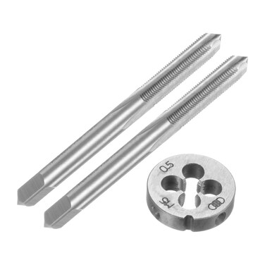 uxcell 3pcs Tap and Die Set, Metric M5 x 0.5 Thread Taps &amp; Round Die, Tapping Threading Tool Tap &amp; Die Kit for Nut Screw Bolt Thread Repair