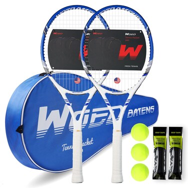 Pro Tennis Racket for Adults, 2 Player 27 inch Speed Tennis Racquet Acceptable for Beginner and Professional with 3 Tennis Balls, 2 Vibration Dampes, 2 Overgrips, Tennis Bag