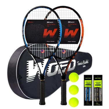 Adult 2 Player Tennis Racket Perfect for Beginner and Professional Players, 27&acirc;&euro; Speed Tennis Racquet Include Tennis Balls, Overgrips, Tennis Bag, Vibration Dampe, Cover
