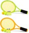 Kids Tennis Racket, 17 Inch Plastic Tennis Racket with 2 Tennis Balls, 2 Soft Balls and 4 Badminton Balls, Suitable for Kids, Toddlers Outdoor/Indoor Sports (Green&amp;Orange)