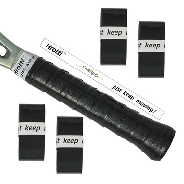 HROTTI Comfort Soft Tennis Racket Grip,Thick and Dry Feel Tennis overgrip,Super Absorbent Racket Tape for Badminton or Pickleball Paddle Racquet. (Black, Pack of 4)