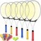 Motionchic 6 Pcs Tennis Rackets for Adult Recreational 6 Players 27'' Tennis Racket Set with 3 Balls Lightweight Tennis Rackets for Tennis Training Beginner with Overgrip and Bag(Red)