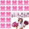 Tisancy 16 Pcs 8" Large Cheer Hair Bow and 15 Sheets Breast Cancer Awareness Temporary Tattoos Ribbon Stickers for Fundraising Party Teen Girls College Cheerleading Decoration(Pink Ribbon)