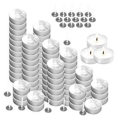 SMGSP 120 Pcs Aluminum Tea Lights Cups, Empty Candle Making Tea Light Containers, Round Metal Tea Light Tins with 120 Pcs Candle Wicks Well Packaged in Carton for Candles Making Supplies (Silver)