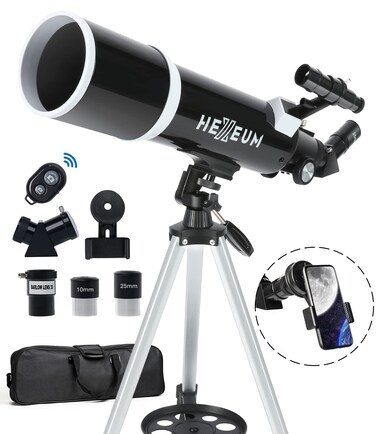 Telescope for Adults &amp; Beginner Astronomers - 80mm Aperture 600mm Fully Multi-Coated High Transmission Coatings with AZ Mount Tripod Phone Adapter, Carrying Bag, Wireless Control.