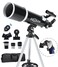 Telescope for Adults &amp; Beginner Astronomers - 80mm Aperture 600mm Fully Multi-Coated High Transmission Coatings with AZ Mount Tripod Phone Adapter, Carrying Bag, Wireless Control.