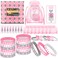 MTLEE 50 Sets Baby Shower Favors Tea Light Candles for Guests Cute Baby Shower Decorations with 50 Cards and 50 Organza Bags and 50 Silicone Bracelets for Boys Girls Gender Reveal (Pink,Cute)