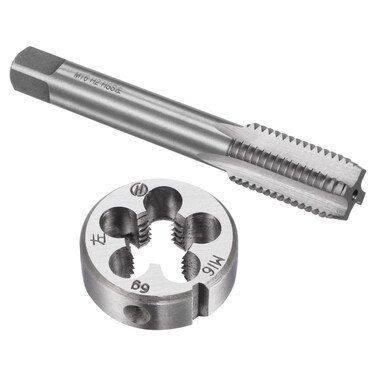 uxcell Tap and Die Sets, M16 x 2 Metric Left Hand Screw Thread Straight Flute Tap with Round Threading Die, Tap &amp; Die Kit for Nut Screw Bolt Thread Repair