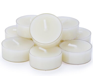 Natural Beeswax Tealights, DEYBBY Handmade Beeswax Candles, 4 Hour Burn Time, Clear Cup, Set of 10,White Raw