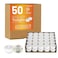 Linegohts Unscented Clear Cup Smokeless Tea Lights - 50 Pack White Palm Tealight Candles - 4+ Hour Burn Time - Clean-Burning Votive Tealights Candles for Home, Shabbat &amp; Anniversaries (50 Pack)