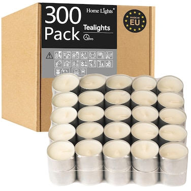 Tealight Candles - 8 Hours Long time Burning, White Votive Smokeless European Tea Light Unscented Candles for Shabbat, Weddings, Christmas,Home Decorative - 300 Packs