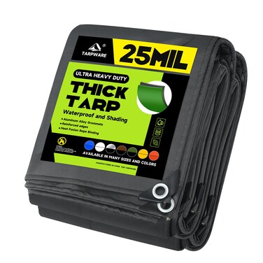 Tarpware 5'x7' 25Mil Ultra-Heavy Duty Waterproof Organic Silicone Coating Black Canvas Tarps with Grommets&amp;Reinforced Edges, UV Resistant Durable Canvas Tarpaulin, Cover for Pool/Boat/Tent,Full Size