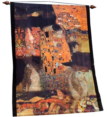 RaanPahMuang Brand Wall Hanging Tapestry Print of Famous Works of Art, Gustav Klimt - The Kiss Collage