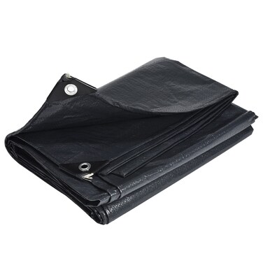 MECCANIXITY Waterproof Poly Tarpaulin Cover with Grommets 3x3.0m 7.9 Mil Thick Outdoor Shelter Garden Tarp Sheet, Black