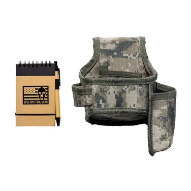 SOTG Tape and Tool Holder with Notebook, Functional Belt Attachment for Tape Measure, Utility Knife, Pens, Digital Camo
