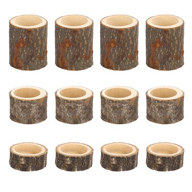 OwnMy 12PCS Wooden Tea Light Candle Holders Votive Candle Holders Set, Rustic Wooden Pillar Candle Stands Vintage Wooden Tealight Holders Candle Centerpieces for Wedding Table Party, 1" + 1.6" + 2.7