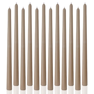 LPUSA Sahara Beige Tall Taper Candles 12 inch Unscented Smokeless Long Tall Tapered Candle for Candlesticks Sticks Wedding Advent Home Decor Dinner Christmas&iuml;&frac14;&OElig;Set of 12