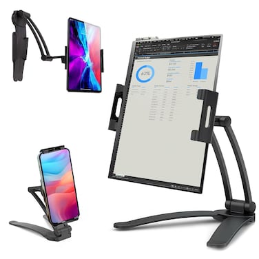 Kado Portable Monitor Stand Aluminum Alloy, Tablet Holder Phone Clamp for Display Phone, Wall Mount 3M Cubical Mount for Portable Monitor 15.6", Kitchen Cabinet Tablet Holder for iPad Surface Pro