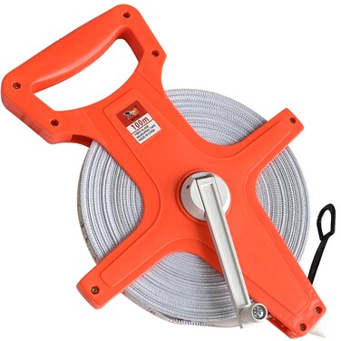 Sutekus Tape Measure 1/2" Open Reel Measure Tape Dual Sided Fiberglass Measuring Reel with Feet and Meters for Yard Field Engineer (330FT)