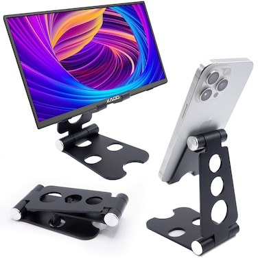 Kado Aluminum Alloy Tablet Stand for Portable Monitor, Foldable iPad Stand Holder Adjustable, Computer Office Desk Accessories for Kindle, Switch, iPad Pro/Air/Mini, iPhone Pro/Max/Plus