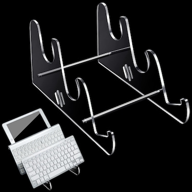 Acrylic Keyboard Display Stand Holder Mechanical Computer Keyboard Stand Shelf for Desk Transparent Acrylic Stand 3 Tier Keyboards Storage Holder Tray for Computer Tablet Picture Frame (1 Pcs)