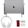 IFCASE Aluminum Wall Laptop Mount Holder for MacBook Air, Pro, Surface, iPad, Tablets, Cell Phones with Headphone Hook, Anti-Scratch Pads, Adhesive &amp; Screws (Silver)