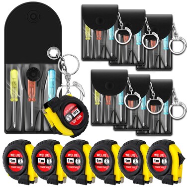 Jutom Mini Screwdriver Keychain Mini Tape Measure Keychain Set Bulk Mini Keychain for Men Party Favors Tool Gifts(72 Pcs)