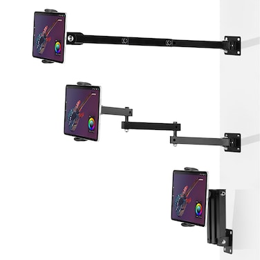 HEWYIOS Tablet Wall Mount Holder for 4-12.9 Inch,360&Acirc;&deg; Rotatable,Compatible with iPad pro Air mini&atilde;&euro;Samsung Tab Mount Wall stand for Business and Home, Exercise in Living Room and Cooking in Kitchen