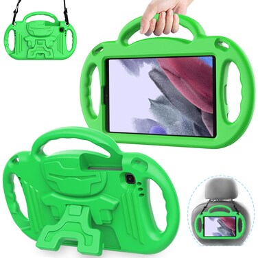 AVAWO Kids Case for Samsung Galaxy Tab A7 Lite 8.7 Inch 2021, Shockproof Lightweight Handle Stand with Strap, Protective EVA Foam Rubber Material, Green