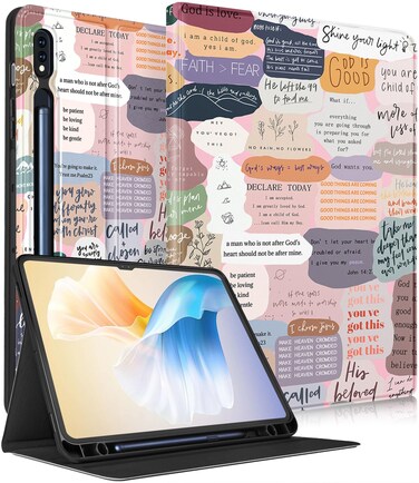 Wazzasoft for Samsung Galaxy Tab S8 Ultra/Tab S9 Ultra Case 14.6 Inch 2022/2023 for Women Girls Folio Cover with Pencil Holder Cute Girly Kawaii Quotes Design Pretty Tablet Cases for S9 Ultra/S8 Ultra
